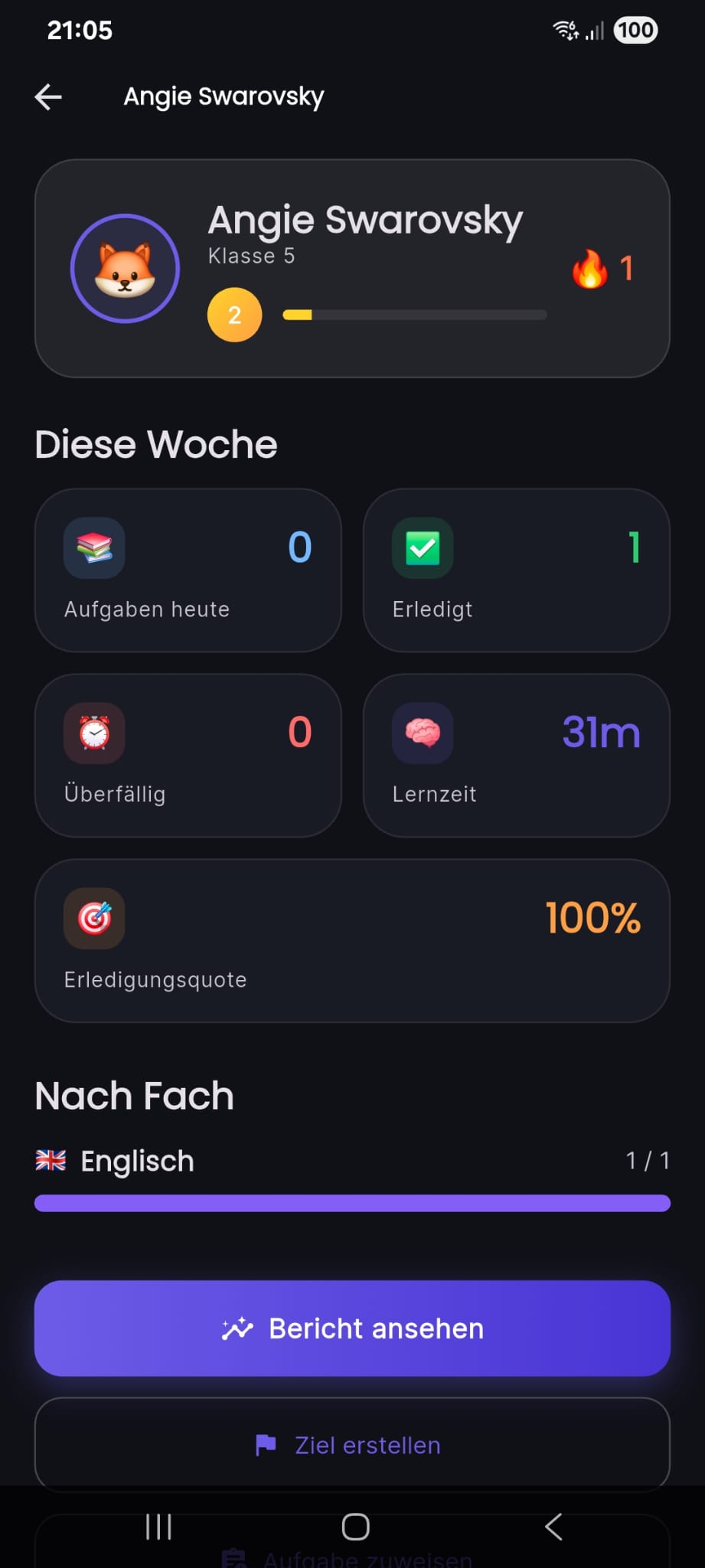 Familienübersicht im UpGrade Elternbereich