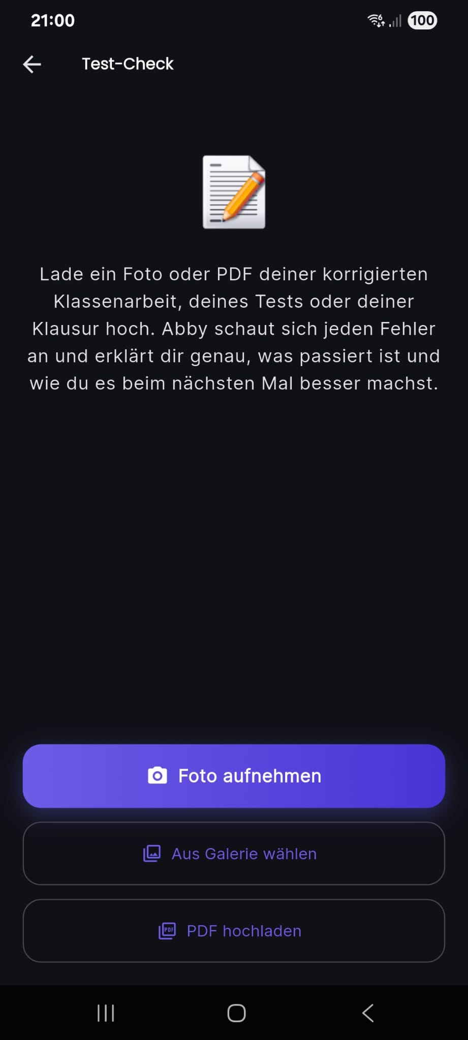 Test Check in der UpGrade App